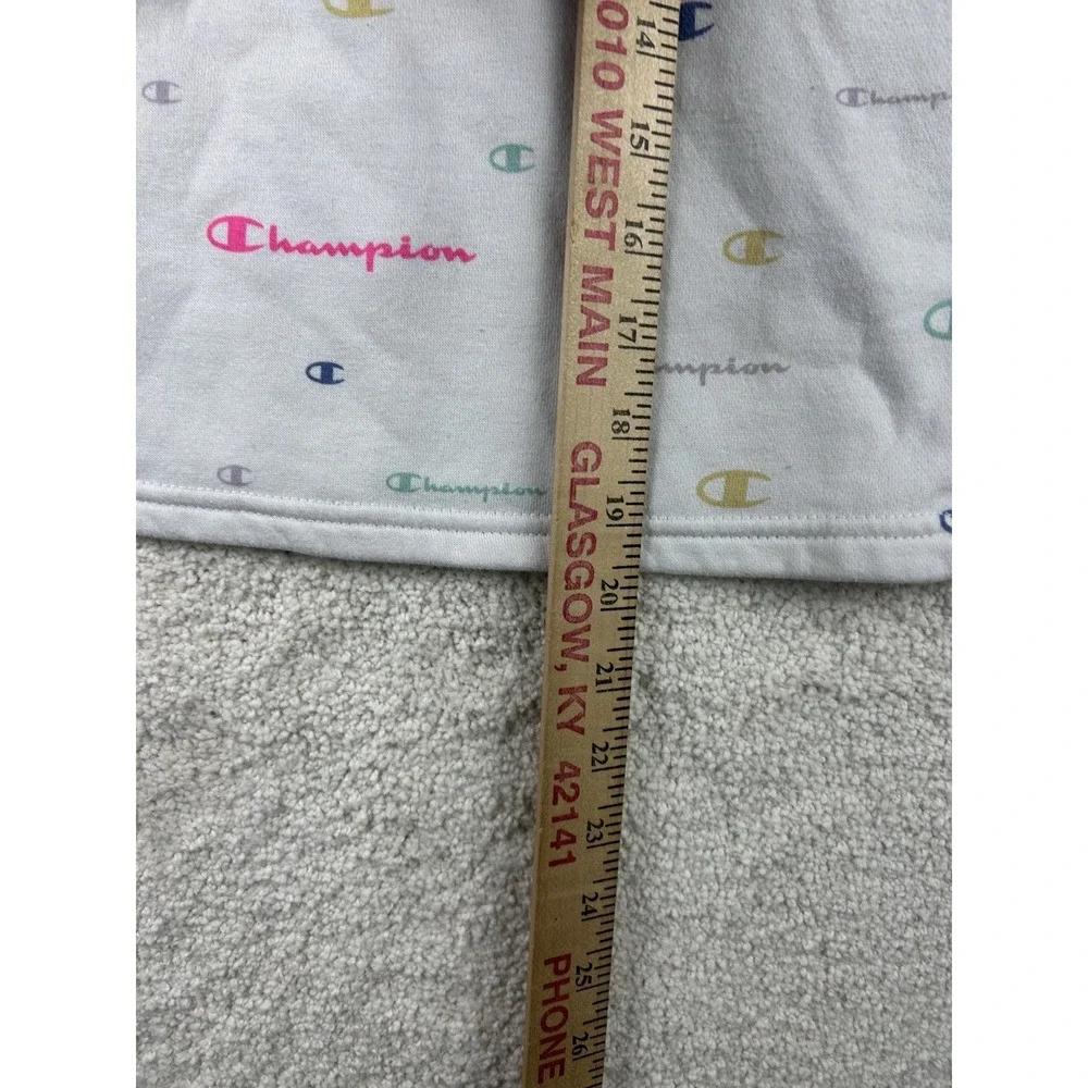 Champion Spell Out Crewneck Sweatshirt Sz L Kids White Multicolor‎ Logo